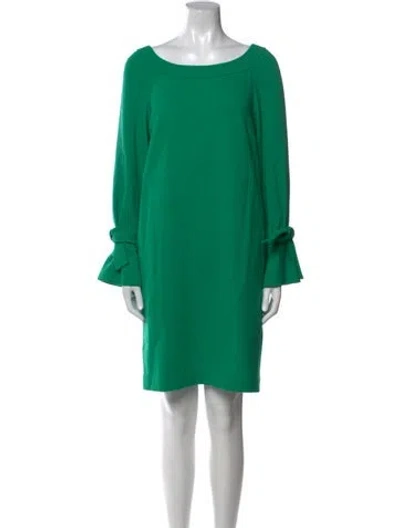 Pre-owned Lela Rose Wool Mini Dress In Green
