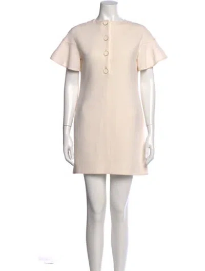 Pre-owned Lela Rose Wool Mini Dress In Neutral