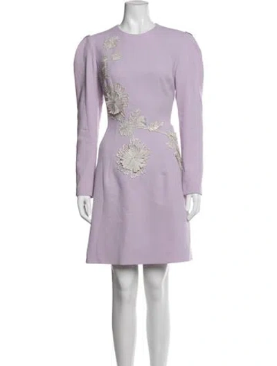 Pre-owned Lela Rose Wool Mini Dress In Purple