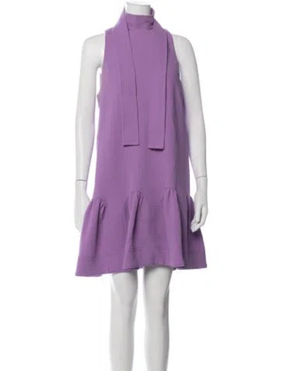 Pre-owned Lela Rose Wool Mini Dress In Purple