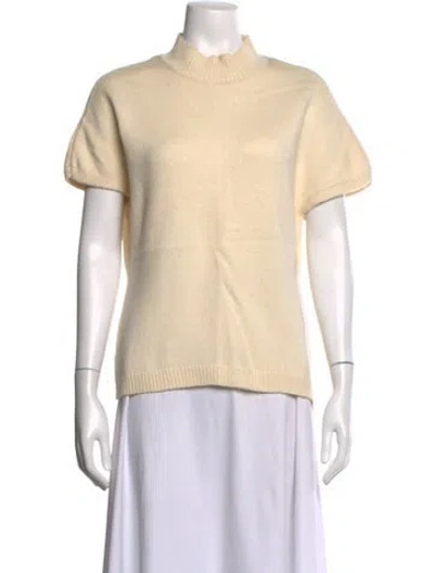 Pre-owned Lela Rose Wool Mock Neck Sweater In Neutrals