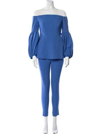 Pre-owned Lela Rose Wool Pant Set In Blue