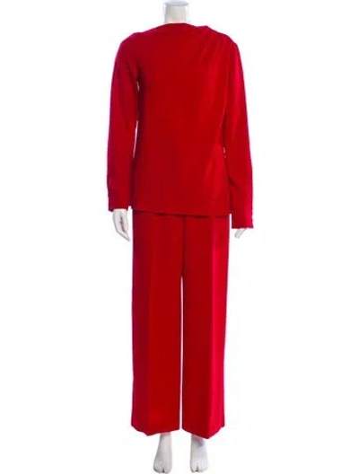 Pre-owned Lela Rose Wool Pant Set In Red