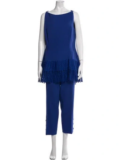 Pre-owned Lela Rose Wool Pantsuit In Blue