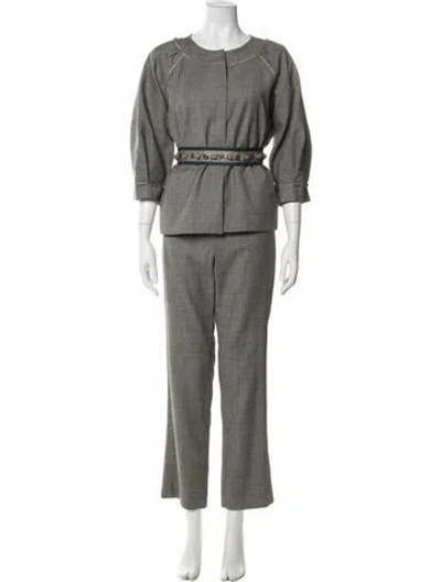 Pre-owned Lela Rose Wool Pantsuit In Gray