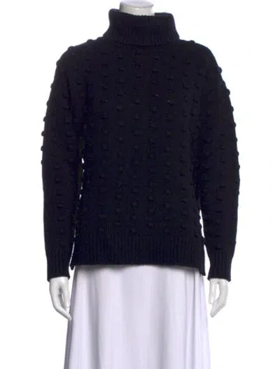 Pre-owned Lela Rose Wool Patterned Sweater In Black