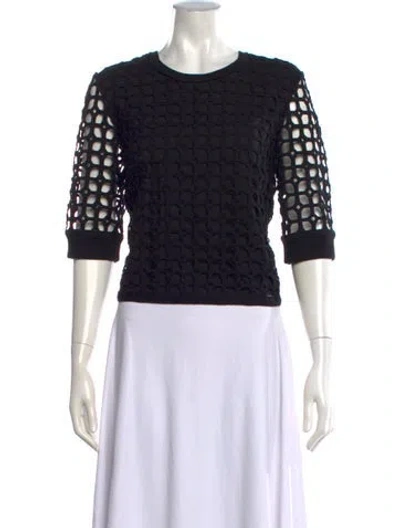 Pre-owned Lela Rose Wool Patterned Sweater In Black