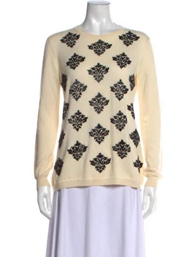 Pre-owned Lela Rose Wool Patterned Sweater In Neutral