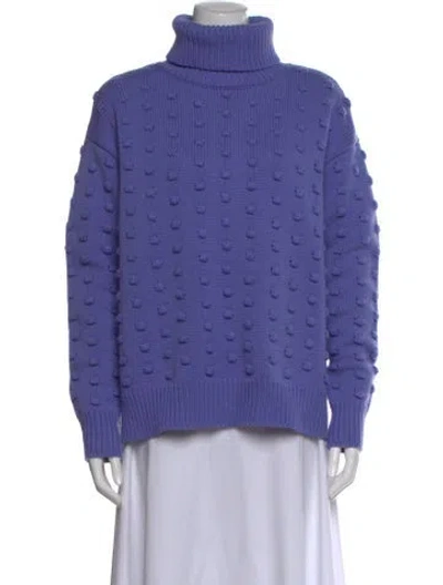 Pre-owned Lela Rose Wool Patterned Sweater In Purple