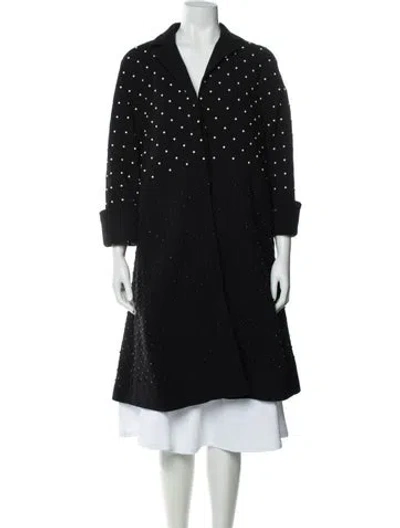 Pre-owned Lela Rose Wool Polka Dot Print Evening Jacket In Black