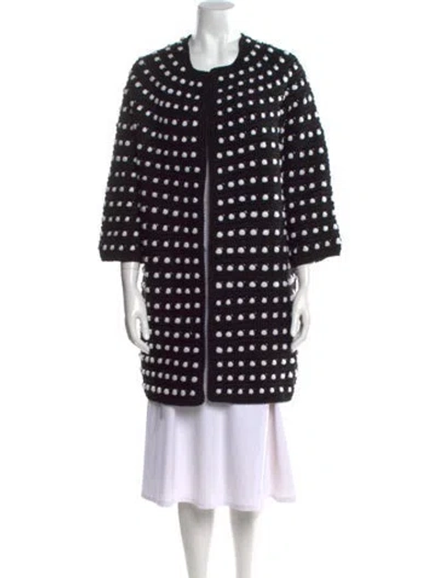 Pre-owned Lela Rose Wool Printed Sweater In Black