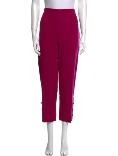 Pre-owned Lela Rose Wool Skinny Leg Pants In Purple