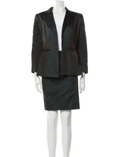 Pre-owned Lela Rose Wool Skirt Suit In Black