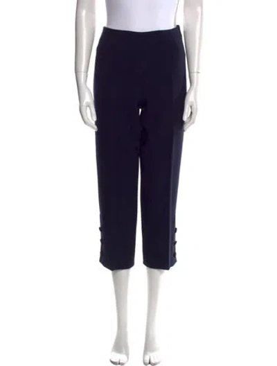 Pre-owned Lela Rose Wool Straight Leg Pants In Black