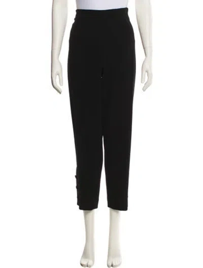 Pre-owned Lela Rose Wool Straight Leg Pants In Black