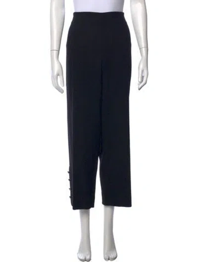 Pre-owned Lela Rose Wool Straight Leg Pants In Black