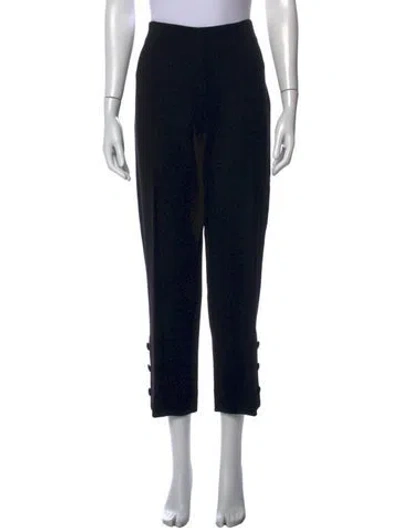 Pre-owned Lela Rose Wool Straight Leg Pants In Black