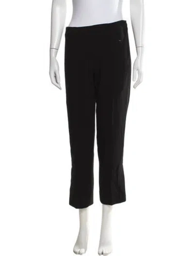 Pre-owned Lela Rose Wool Straight Leg Pants In Black