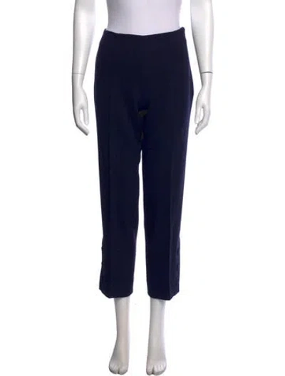 Pre-owned Lela Rose Wool Straight Leg Pants In Blue