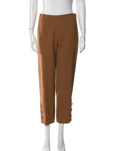 Pre-owned Lela Rose Wool Straight Leg Pants In Brown