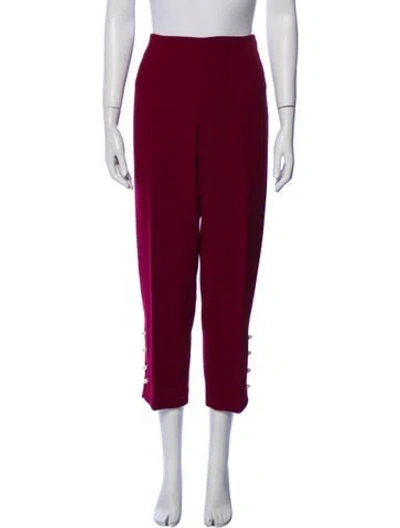 Pre-owned Lela Rose Wool Straight Leg Pants In Burgundy