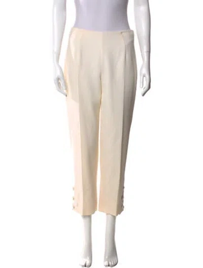 Pre-owned Lela Rose Wool Straight Leg Pants In Neutral