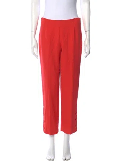 Pre-owned Lela Rose Wool Straight Leg Pants In Orange