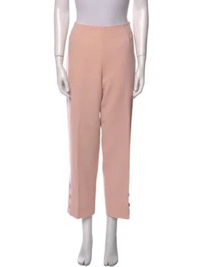 Pre-owned Lela Rose Wool Straight Leg Pants In Pink