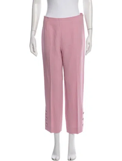 Pre-owned Lela Rose Wool Straight Leg Pants In Pink