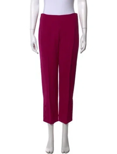 Pre-owned Lela Rose Wool Straight Leg Pants In Pink
