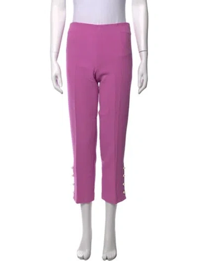 Pre-owned Lela Rose Wool Straight Leg Pants In Purple