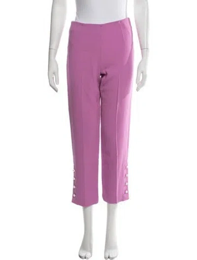 Pre-owned Lela Rose Wool Straight Leg Pants In Purple