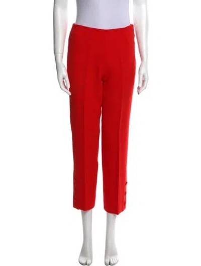 Pre-owned Lela Rose Wool Straight Leg Pants In Red