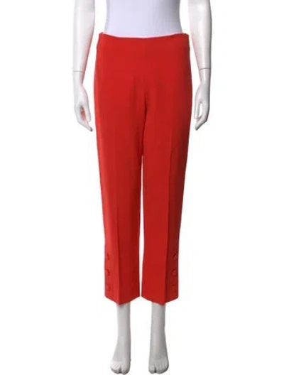 Pre-owned Lela Rose Wool Straight Leg Pants In Red