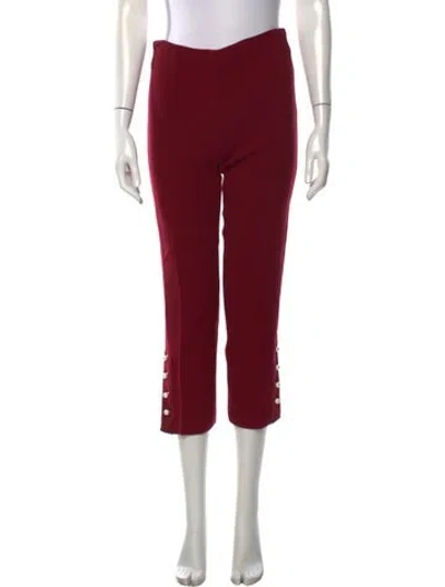 Pre-owned Lela Rose Wool Straight Leg Pants In Red