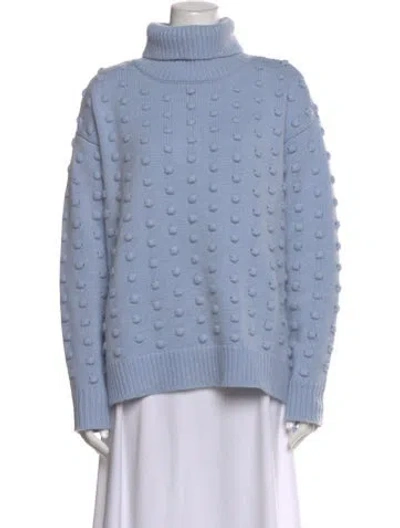 Pre-owned Lela Rose Wool Turtleneck Sweater In Blue