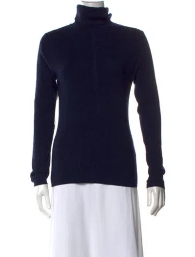 Pre-owned Lela Rose Wool Turtleneck Sweater In Blue