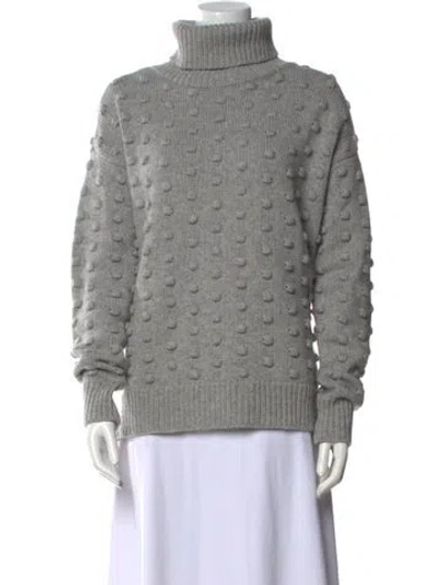 Pre-owned Lela Rose Wool Turtleneck Sweater In Gray