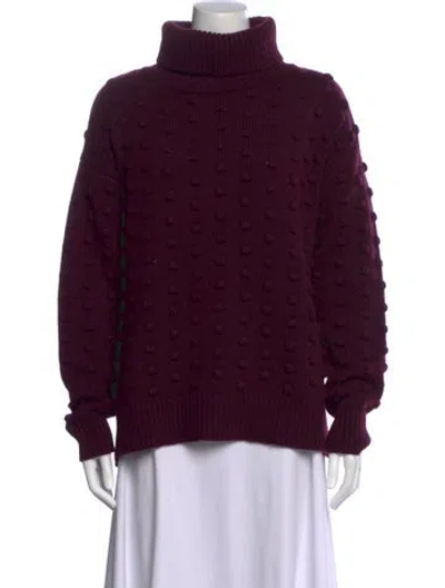Pre-owned Lela Rose Wool Turtleneck Sweater In Purple