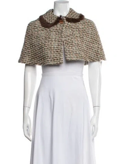 Pre-owned Lela Rose Wool Tweed Pattern Cape In Multicolor