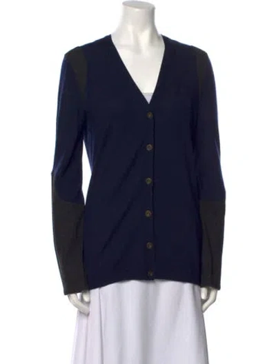 Pre-owned Lela Rose Wool V-neck Sweater In Blue