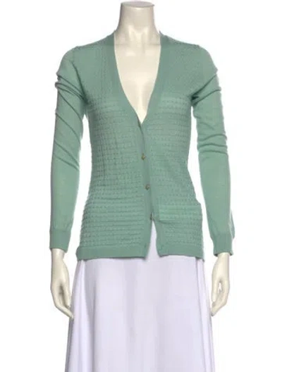 Pre-owned Lela Rose Wool V-neck Sweater In Green