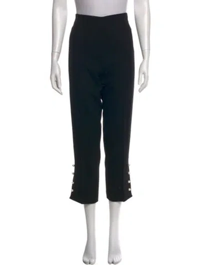 Pre-owned Lela Rose Wool Wide Leg Pants In Black