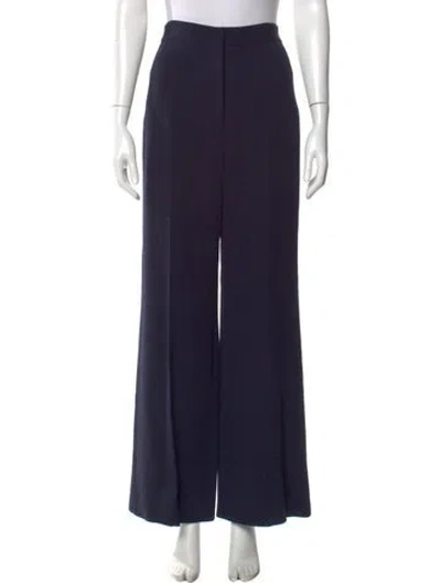 Pre-owned Lela Rose Wool Wide Leg Pants In Blue
