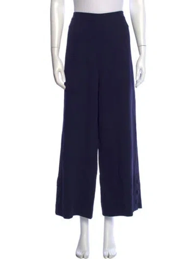 Pre-owned Lela Rose Wool Wide Leg Pants In Blue