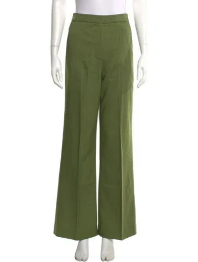Pre-owned Lela Rose Wool Wide Leg Pants In Green