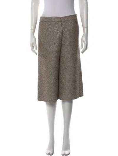 Pre-owned Lela Rose Wool Wide Leg Pants In Neutral