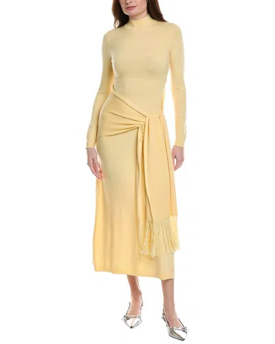 Lela Rose Wool-blend Wrap Dress In Yellow