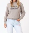 Lelalo Boy Mom Chenille Sweatshirt In Flat Gray In Gray