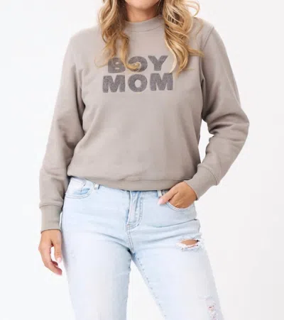 Lelalo Boy Mom Chenille Sweatshirt In Flat Gray In Grey